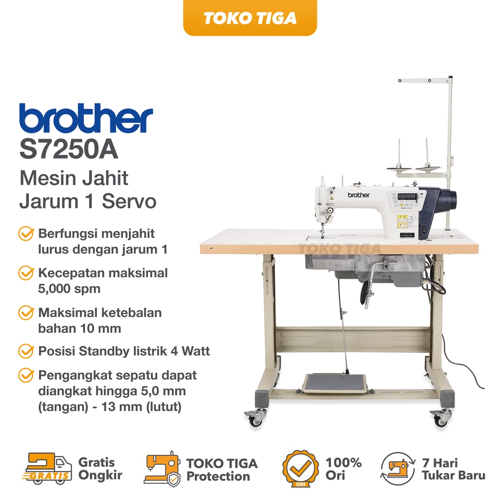 Mesin Jahit Jarum 1 Servo Brother S7250A Direct Drive Industrial