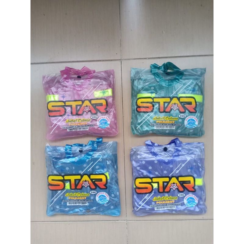 Jas Hujan Jaket Celana Dolphin Polkadot Star