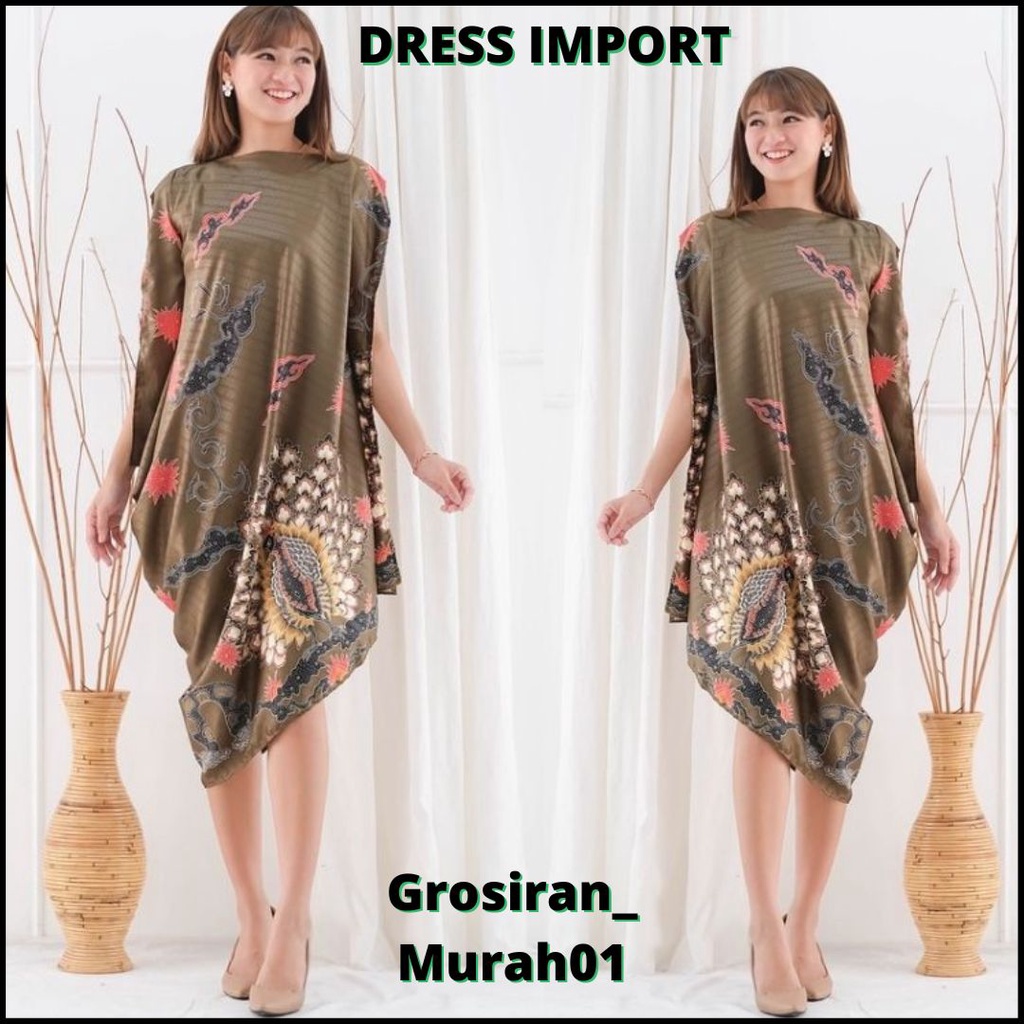 OOTD KONDANGAN GAUN PESTA DRESS BATIK NATAL WANITA NEW TREND FASHION HIJAU TUA BAHU PAKAIAN IMLEK LE