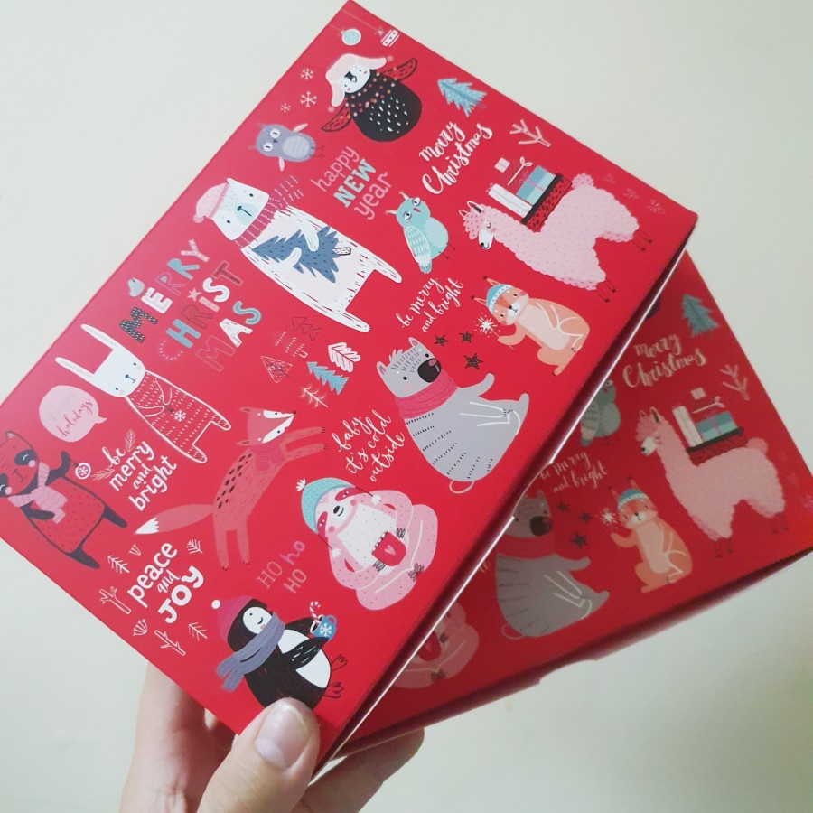

(12pcs) dus merry christmas sekat 6 box kemasan eggtart motif be merry & bright kotak parcel fruit pie xmas