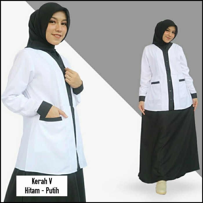 Seragam Hitam Putih Pns / Gamis Hitam Putih / Setelan Hitam Putih