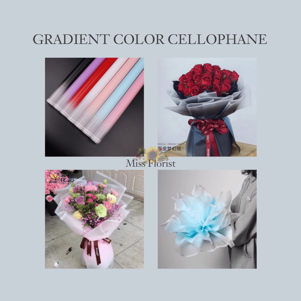 

[5 PCS] 020.FLOWER WRAPPING GRADIENT COLOR CELLOPHANE WATERPROOF KERTAS BUKET BUNGA FLOWER WRAP/ PEMBUNGKUS