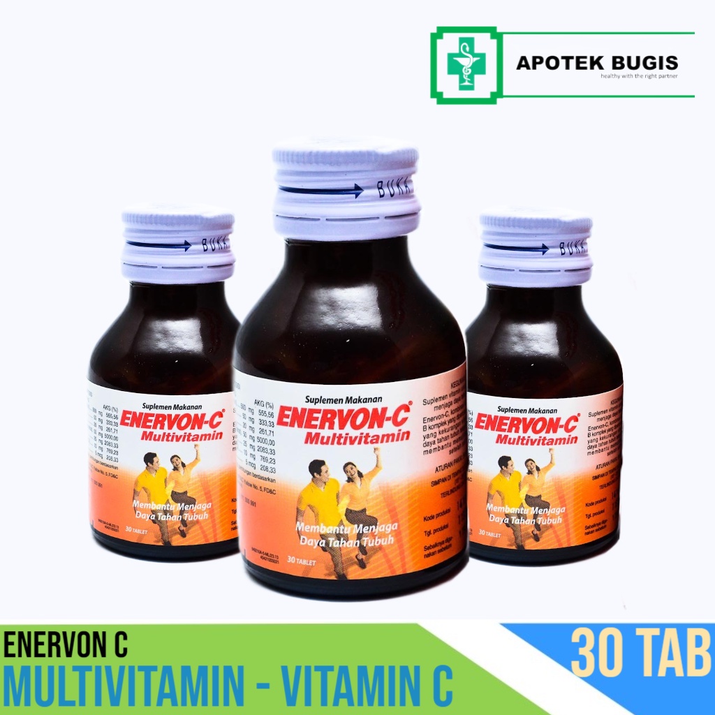 ENERVON C MULTIVITAMIN - Vitamin C, Vitamin B Kompleks &amp; Vitamin D dan  Daya Tahan Tubuh - 30 TABLET