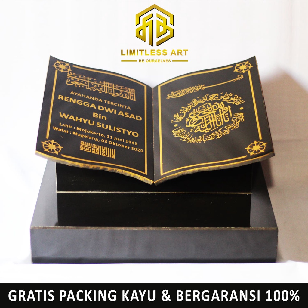 Batu Nisan Dudukan Kijing Makam Kuburan Granit Model Bentuk Buku Alquran FG40X30