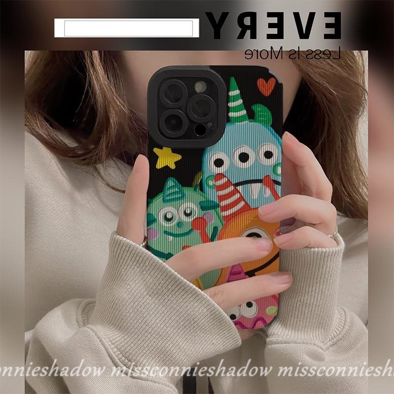 Soft Case TPU Shockproof Motif Kartun Monster Untuk iPhone 7 8 Plus XR 11 Pro Max 12 13 14 Pro Max X XS Max