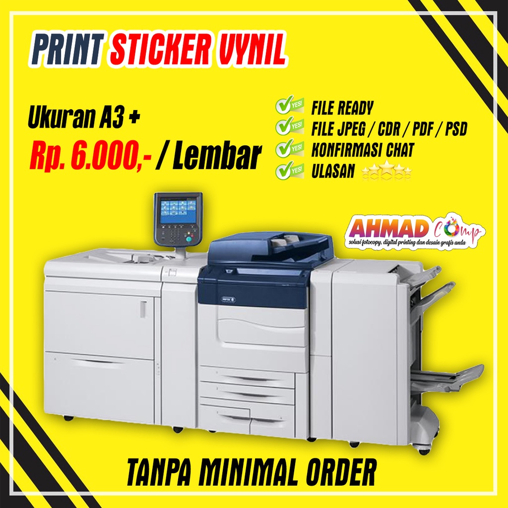 

Print Stiker | Cetak Sticker Vinyl A3+ Glossy / Doff / Transparant | Stiker Label Kemasan | Print