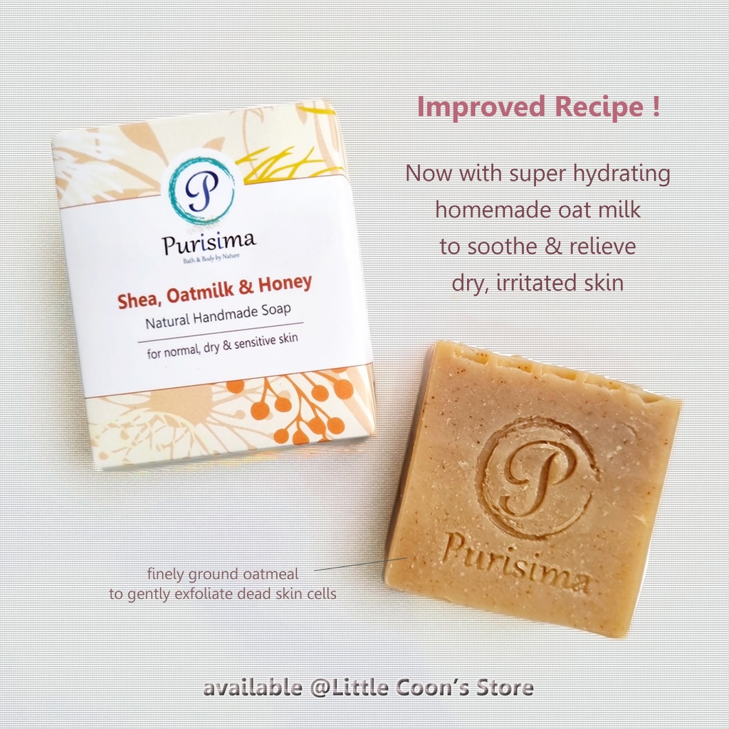 Sabun Mandi Sehat Purisima Shea Butter, Minyak Zaitun, Oats & Madu (Olive Oil,  Oats & Honey) Natura