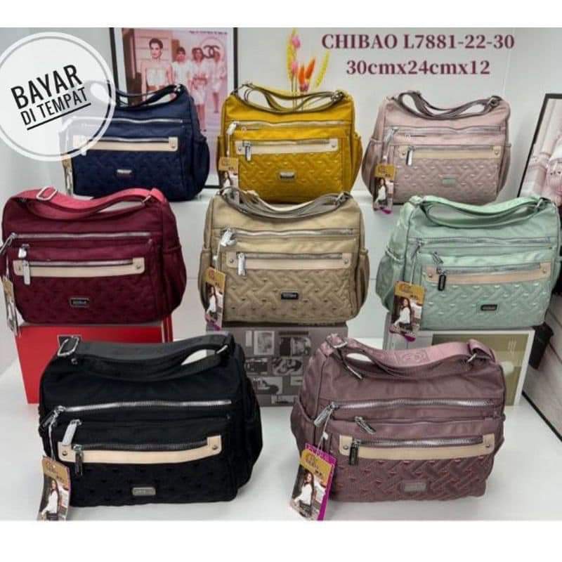 Tas Slempang Chibao L7881-22 Bahan kanvas Size 30x12x24 cm. Tas Wanita Tas Chibao Selempang wanita Import BEST SELLER TERBARU BISA BAYAR DITEMPAT.!!!!