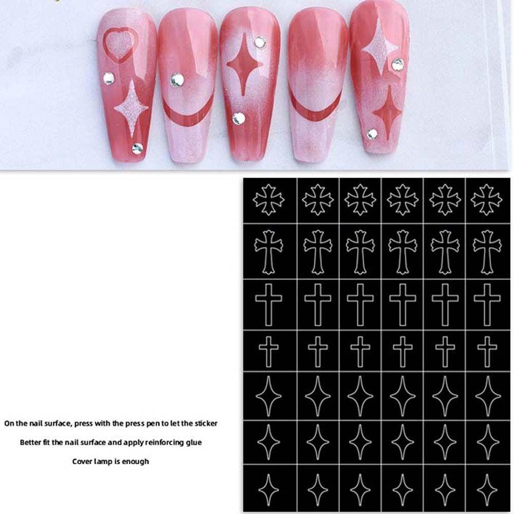 Mxbeauty Berongga Spray Template Jantung Fashion Cross Manicure Aksesoris Bunga Beruang Dicat Tangan Kuku Decals