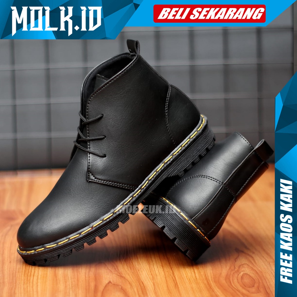 MOLK Sepatu Formal Pdh Hitam Tali Kulit Sintetik Casual Modern Fantofel Kerja Dinas Resmi