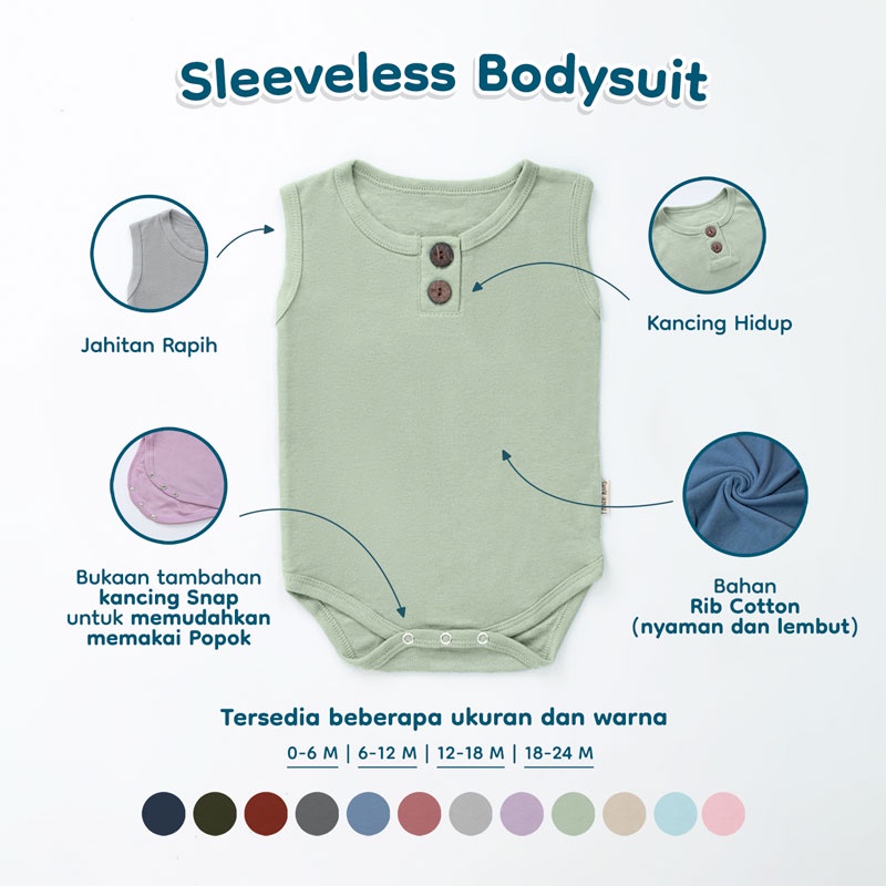 Nice Kids - Sleeveless Bodysuit - (Baju Bayi / Bodysuit One Piece Jumper Romper Bayi)