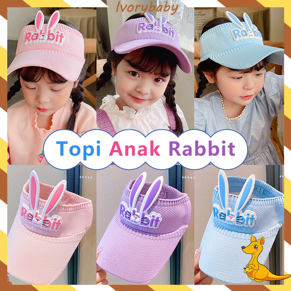 Ivorybaby Topi baseball golf anak kelinci Topi pantai anak rajut visor motif sunshade Anti Uv