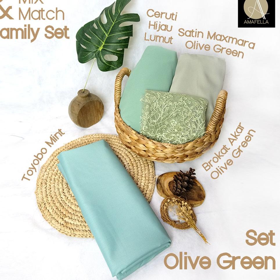 ㊤ 1/2 meter Kain Satin Maxmara / Sateen Velvet Premium Olive Green / Sage Green HARGA TERMURAH 3496 