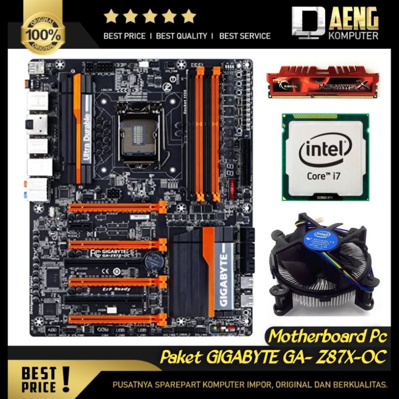 Motherboard Mainboard Mobo PC GIGABYTE GA- Z87X - OC kelas gaming Sepaket Prosesor Intel Core i7 477