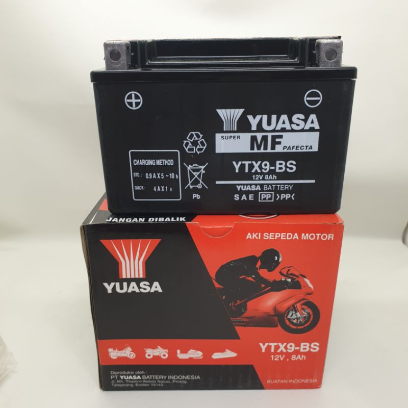 Aki Yuasa YTX9-BS Aki motor ninja 8 ampere aki kering