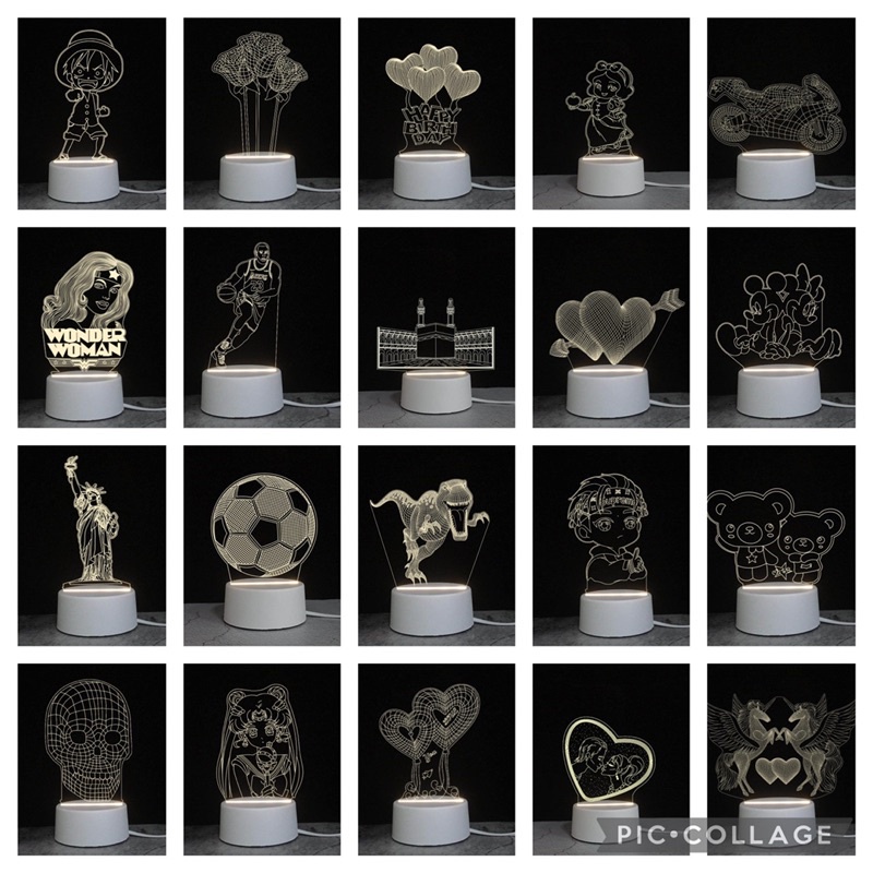 Lampu hias 3D /lampu tidur LED acrylic//motif lucu imut