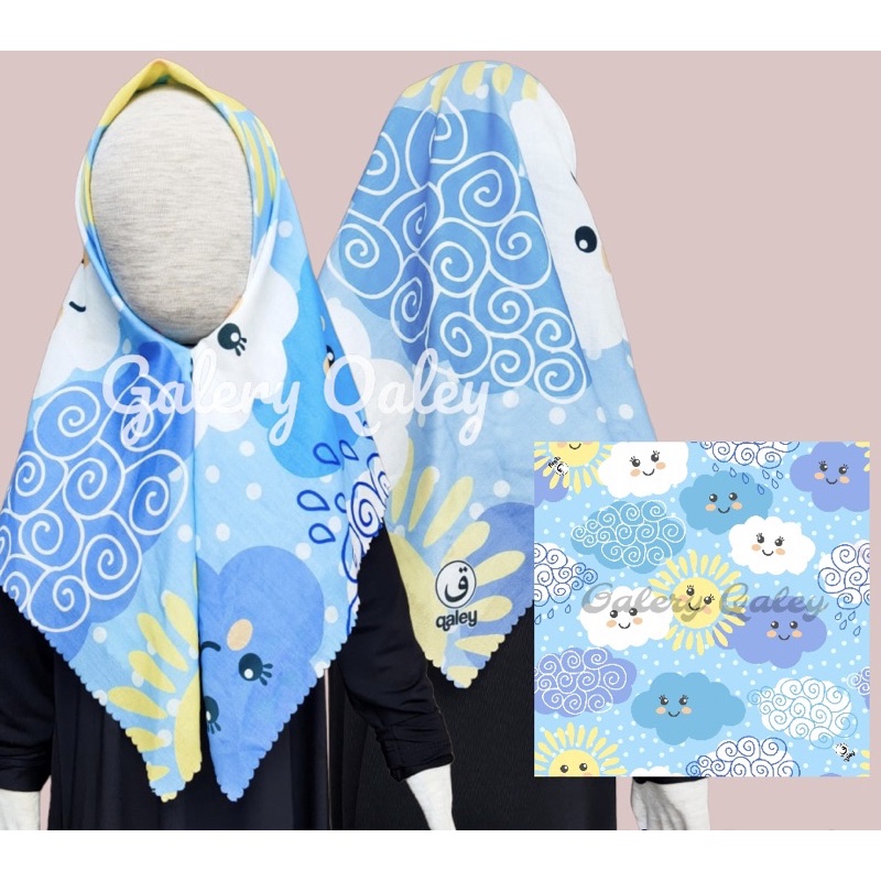 VOAL PRINTING ANAK INSTANT MOTIF CLOUD AWAN / HIJAB INSTANT ANAK LUCU / KERUDUNG ANAK KARAKTER LUCU