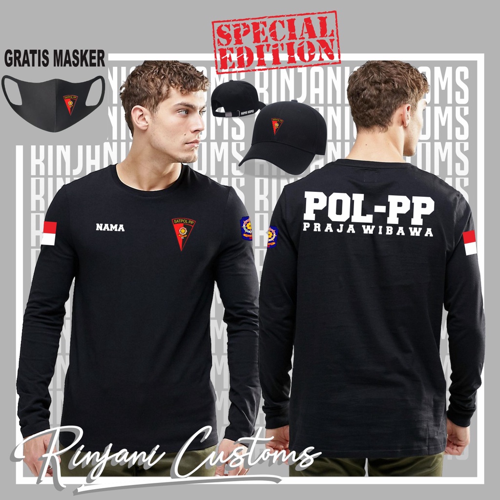 KAOS POL PP GRATIS NAMA DAN MASKER-KAOS POLISI PAMONG PRAJA-KAOS SATPOL PP