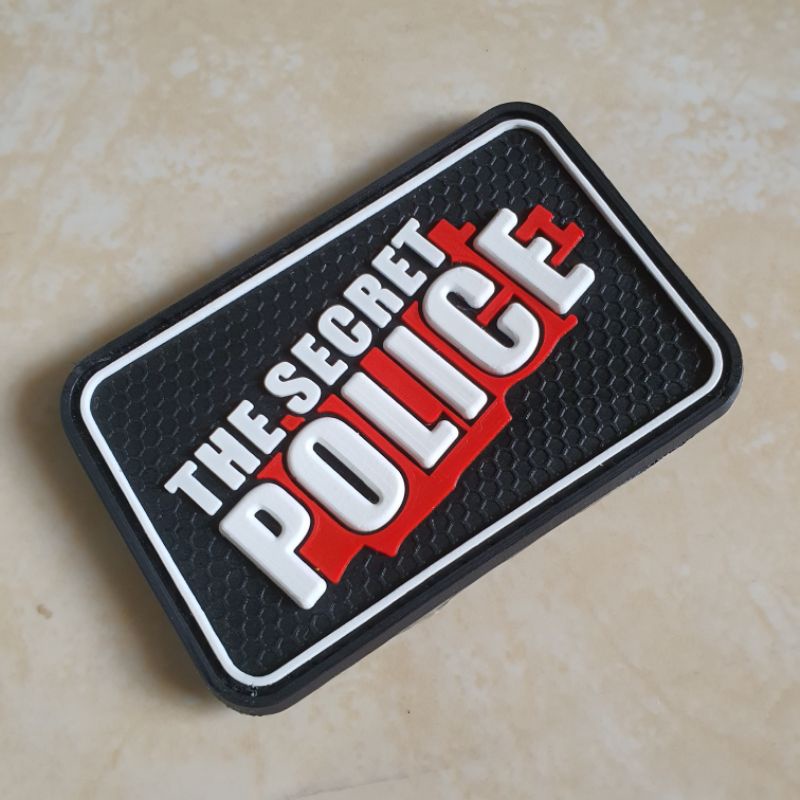 patch rubber logo tulisan the secret police / polri / polisi / tempelan emblem karet velcro