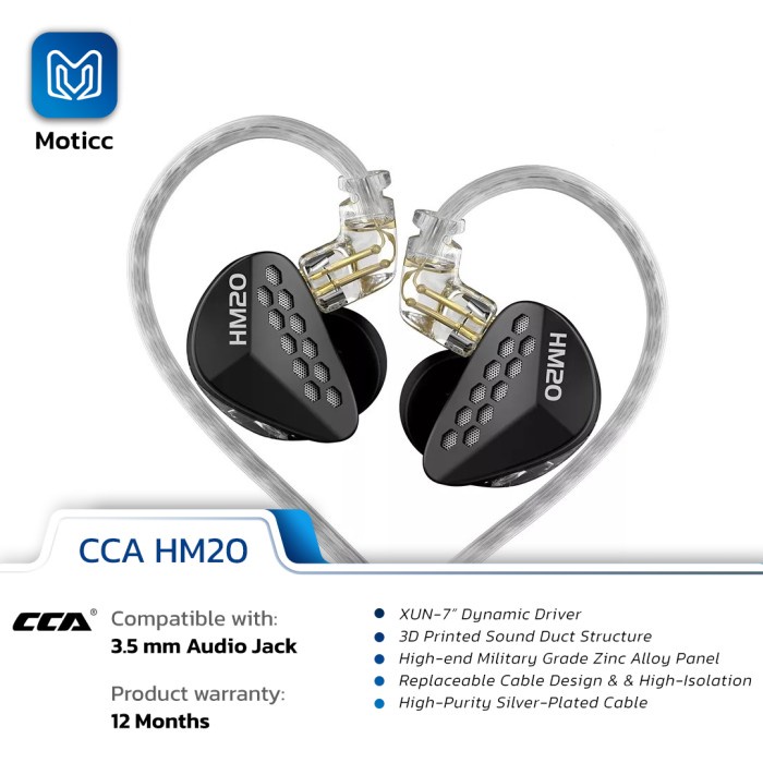 CCA HM20 with Mic 1DD+7BA In Ear Monitor New Flagship Earphone IEMs