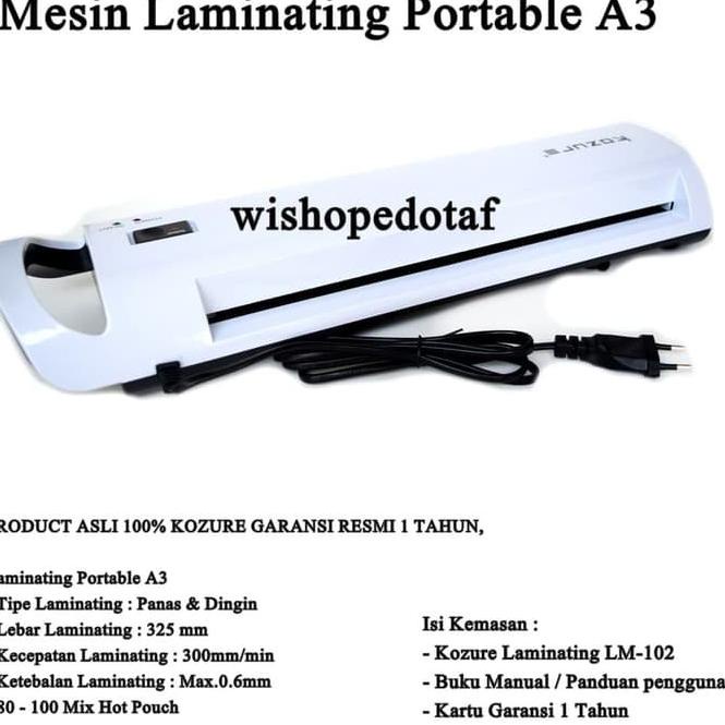 

㋿ Mesin Laminating Portable A3 Kozure LM 102 A3 Machine NEW ARRIVAL 2986 ✤