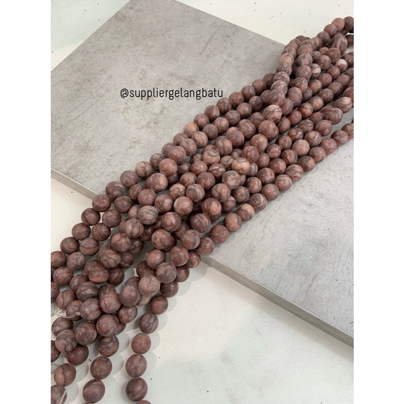 bahan ryolite jasper kokah coklat 12mm renceng bahan gelang kalung