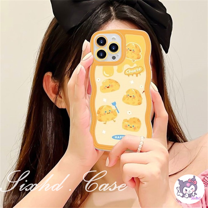 OPPO A57 A76 A96 A16k A15 A16 A74 A55 A54 A53 A33 A32 A31 A9 A5 A5s Reno 8T 8Z 7Z 6Z 5Z 5 A95 A94 A93 A92 A77 A77s A52 F11 F9 Cute Delicious Cheese Wave Edge Phone Case Soft Cover