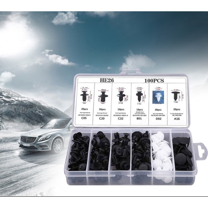 100 Pcs Klip Kancing Pintu/Bumper/Fender Universal Mobil