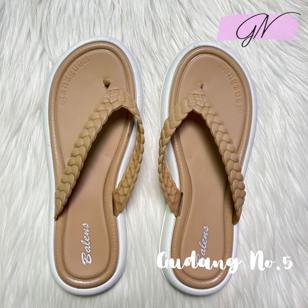 GN-2288 Sandal Jepit Jelly Wanita Model Tali Kepang Import PCU
