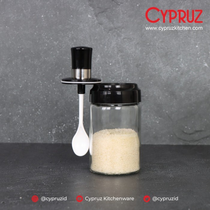 Tempat Bumbu Kaca Cypruz HT-0900 Sendok Kecil 250ml