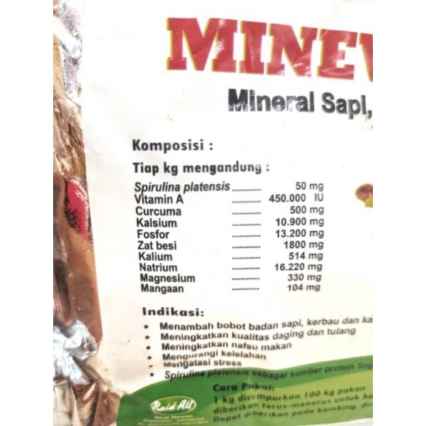 MINEVIT SABO MINERAL SAPI KERBAU KAMBING 1 KG / raid all