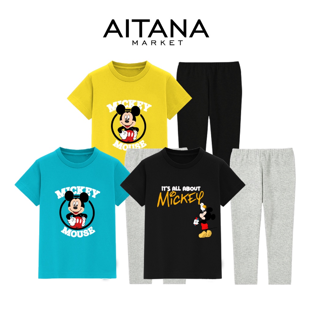 Baju Tidur Piyama Anak Cute Mickey Series I’m Ready Usia 2-8 Tahun Bahan Katun Combed 30s