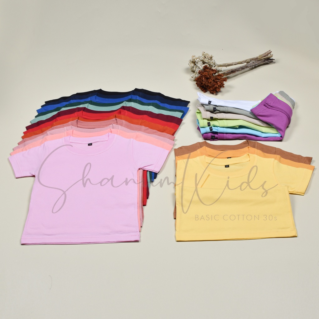 Kaos polos unisex shanum kids(1-12 Tahun)//tshirt Anak//atasan anak laki laki//Bahan cotton 30s