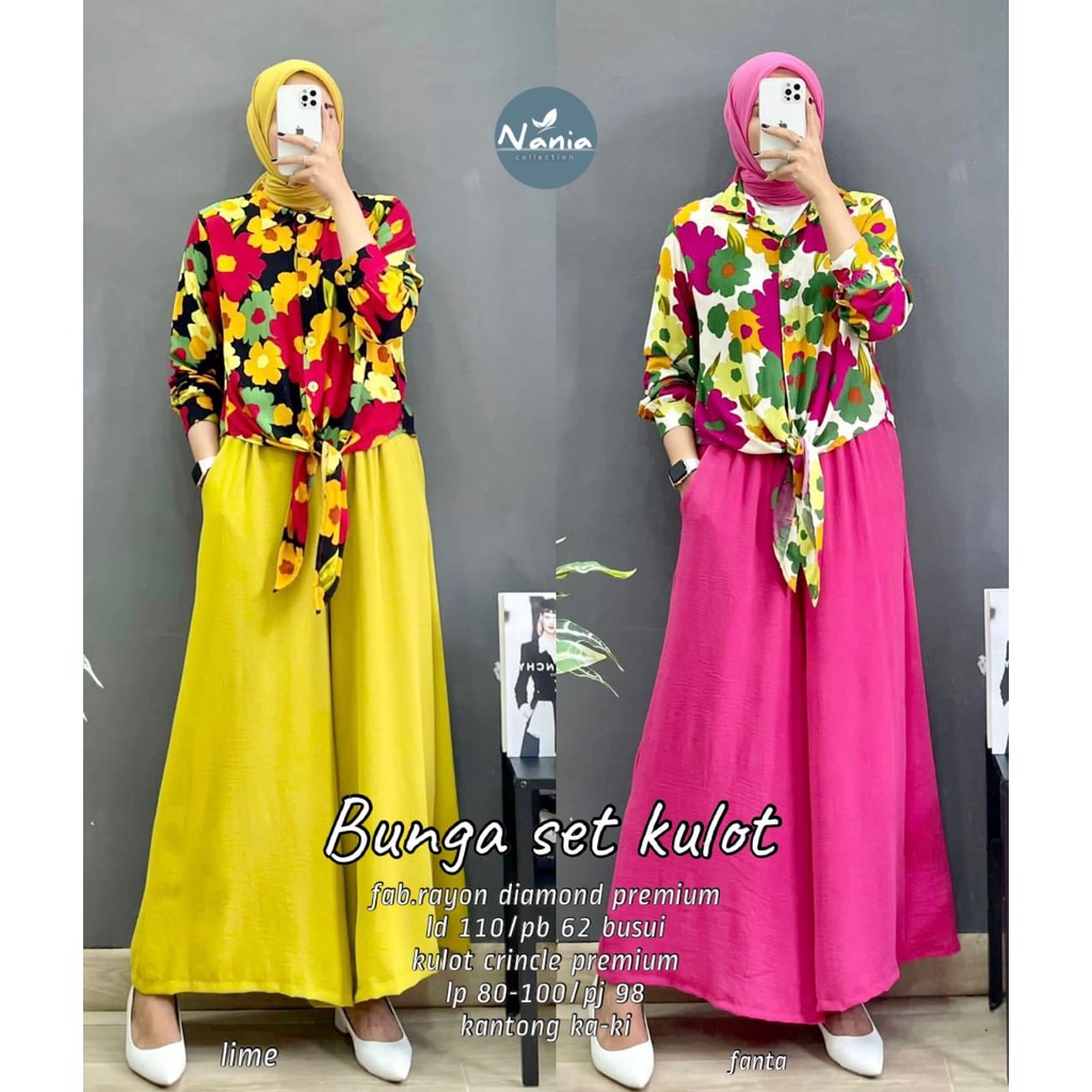 RESTOK BUNGA SET KULOT BLOUSE IKAT CELANA ORI NANIA 24/11