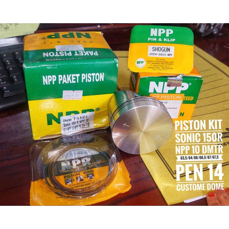 PISTON KIT SET SONIC 150R NPP 10 DOME MENTAH DMTR 65,5/66/66,5/67/67,5 PEN 14-BOYRENK RACING