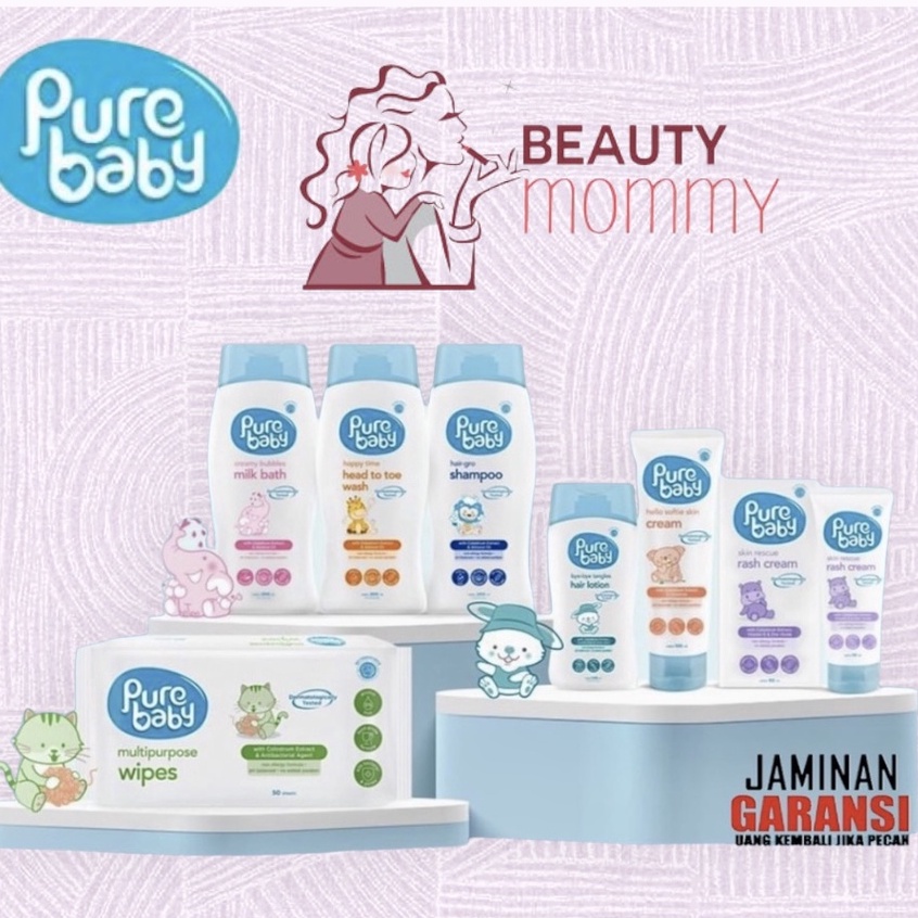 ❣️COOlMOM❣️My Baby PURE BABY hair gro Shampoo 200 ml|Pure BB Hair Body head to toe Wash 200ml|Pure BB creamy bubbles Milk Bath 200mlMy baby refill wash rash and diaper cream bath pump 350ml | wipes tisu basah