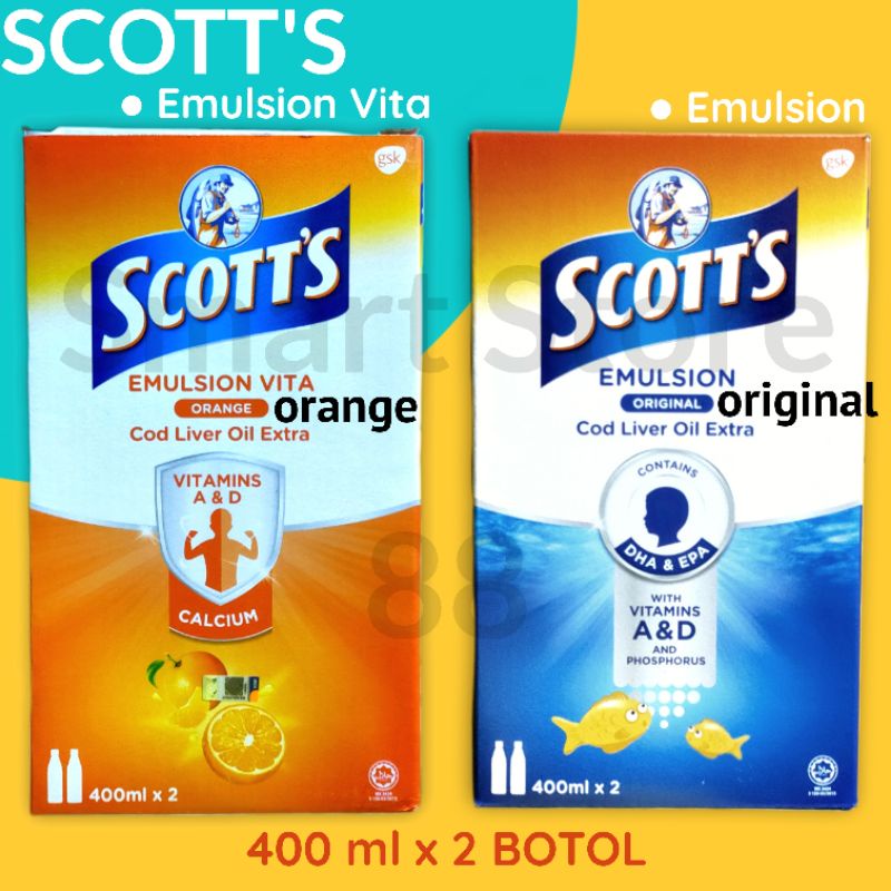 SCOTTS EMULSION IMPORT MALAYSIA ISI 2 BOTOL SCOTS MINYAK IKAN COD