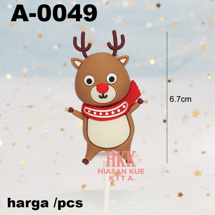 

Topper Christmas Natal Santa Krans Bunga Daun Merry Xmas Cake Topper