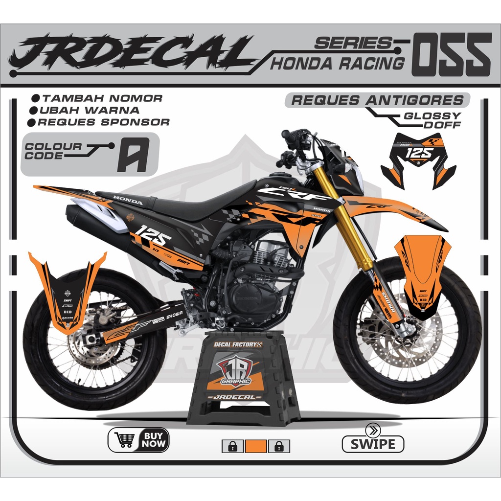 (BISA COD) DECAL STIKER CRF HITAM KEREN TERBARU - STIKER CRF SUPERMOTO - DECAL CRF 150L SUPERMOTO HI