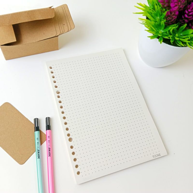 

LOOSE LEAF DOT A5 KERTAS BINDER BAHAN BOOKPAPER CREAM MOTIF TITIK TITIK