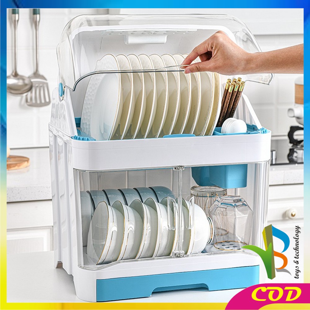 RB-C266 Rak Piring Lemari 2 Susun Plastic Dish Rack Rak Pengering Piring Tempat Piring Rak Dapur