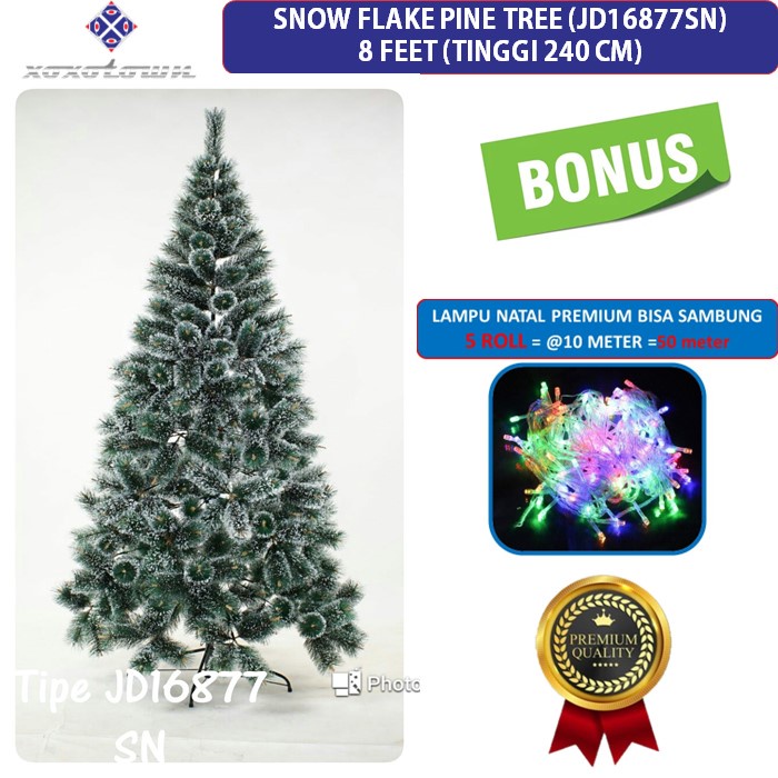 pohon natal 8 feet / 240 cm / 2,4 meter snow flake pine tree tipe jd16877sn 8ft