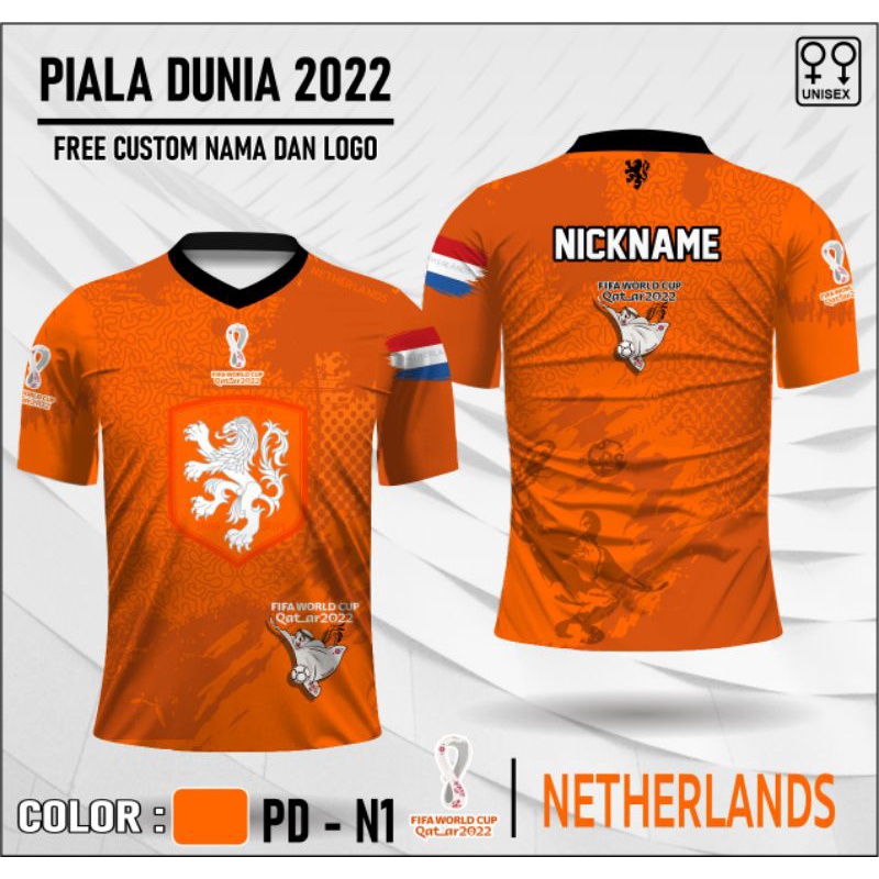 Jersey piala dunia qatar 2022 Netherlands baju sepak bola belanda free nama