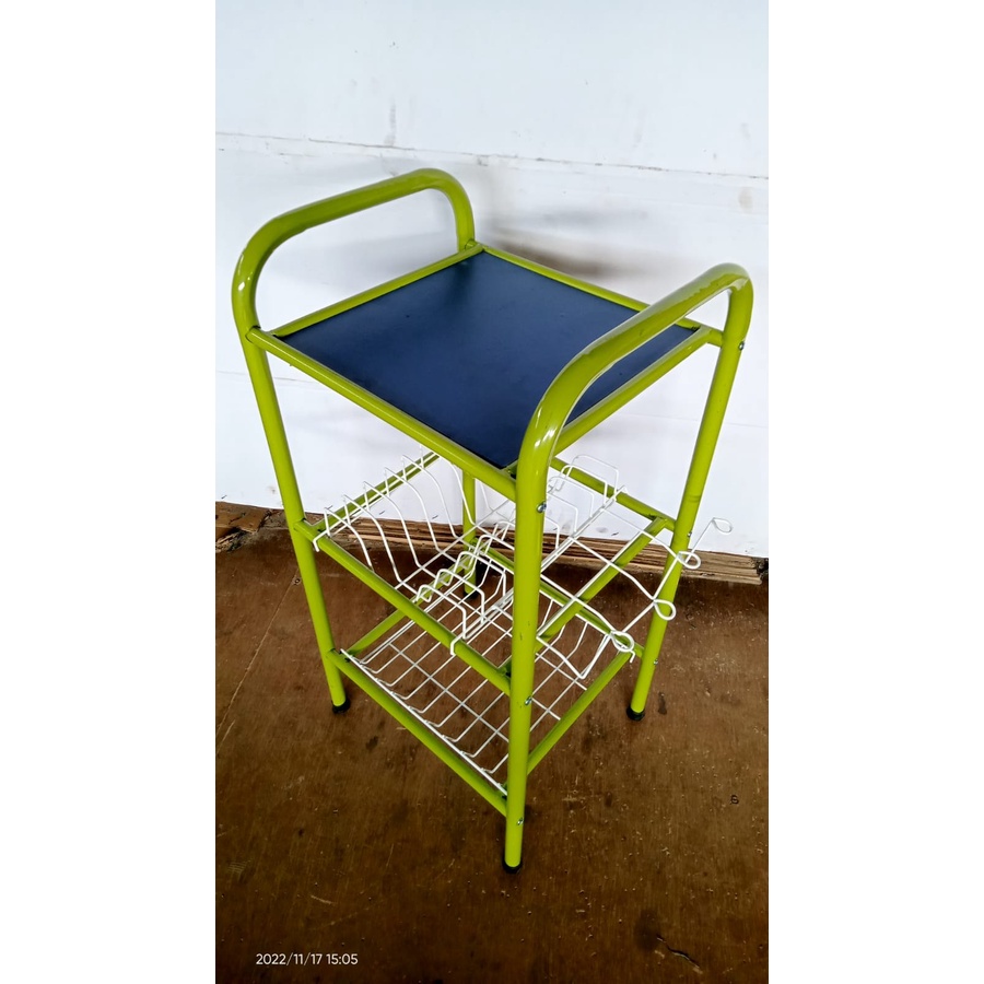 Rak Magic Com Tebal Pipa Bulat / Rak Galon Susun 3 / Rak Dapur / Rak Piring / Rak magic com/ Rak Pir