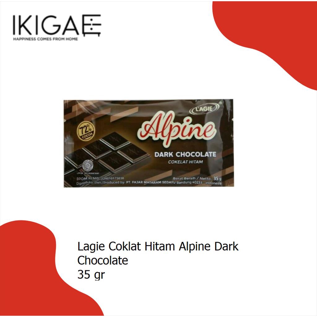 LAGIE COKLAT HITAM ALPINE DARK CHOCOLATE 35 GR