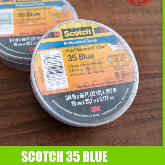 Isolasi Listrik 3M Scotch 35 Vinyl Electrical Tape Biru