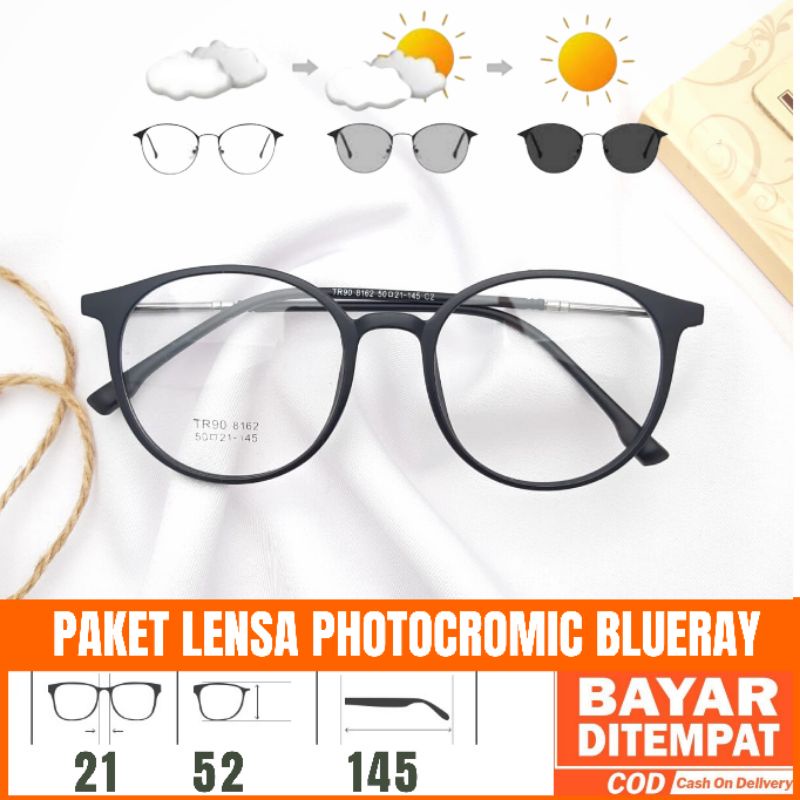 Paket Kacamata 8162 Lensa Photocromic Blueray