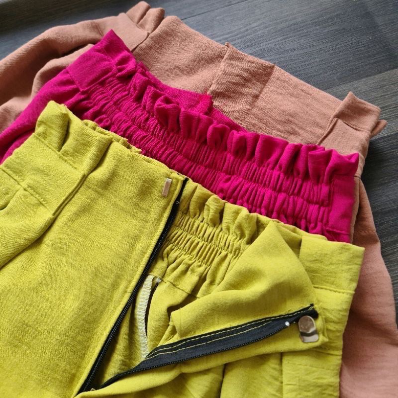 1KG MUAT 4PCS | CINDY KULOT HIGHWAIST PITA CRINCLE AIRFLOW HITS OOTD FASHION WANITA