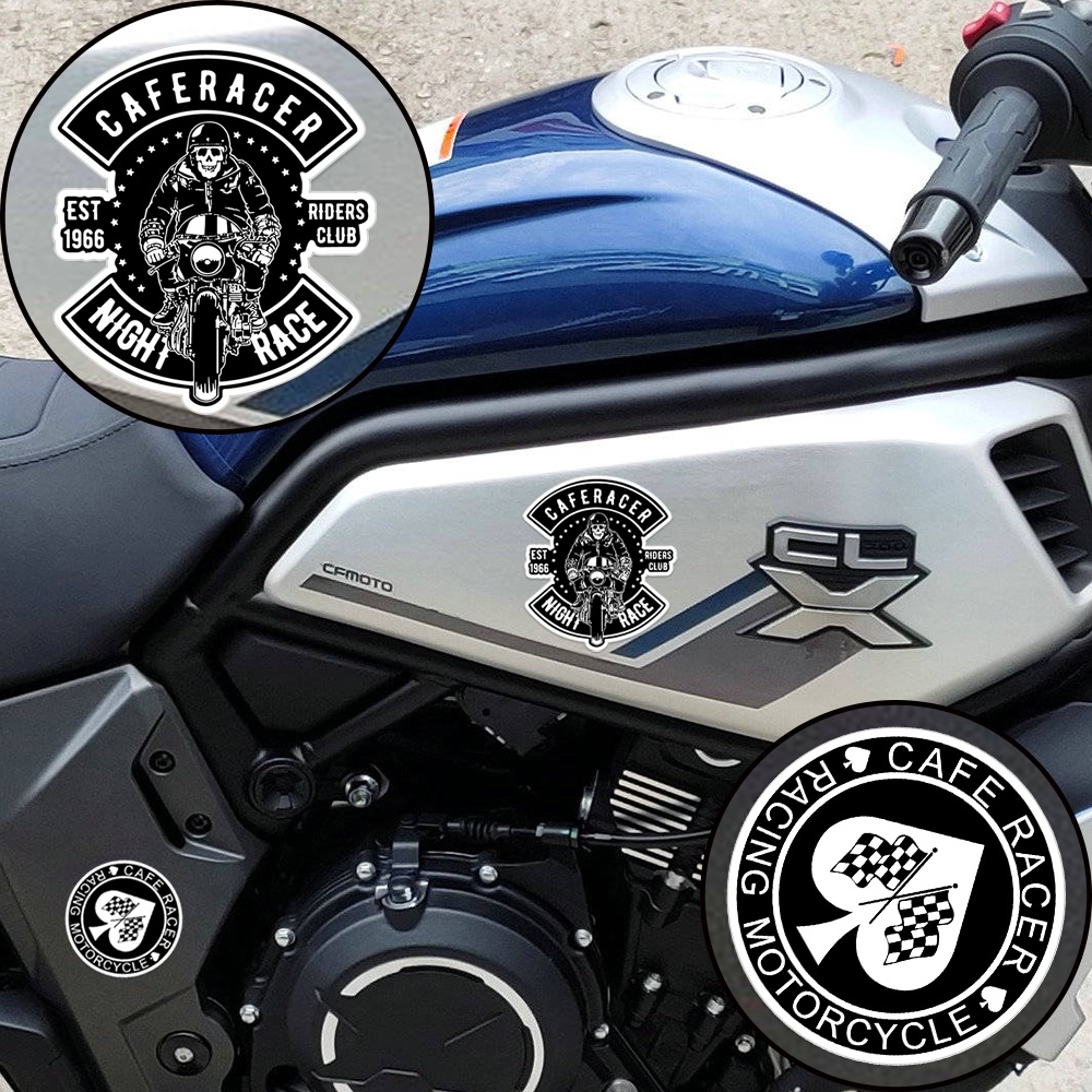 Café Racer Retro Knight Skull Sepeda Motor Stiker Reflektif Knight Spirit Motocross Helmet Stiker Dekoratif Tahan Air untuk Harley CVO DYNA Glide Touring Softail