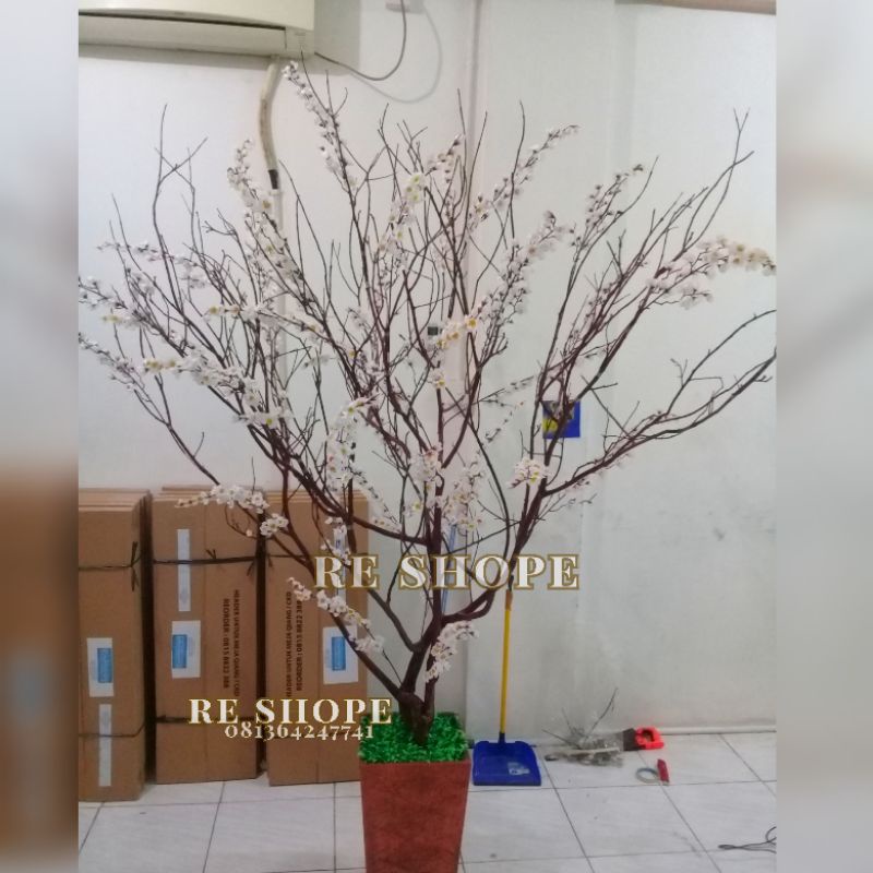 ranting dekorasi tinggi 2mtr/bunga plastik sakura/pohon hias ranting/artificial/ranting asli dekoras